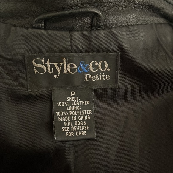 COPY - Macy’s Black Leather Jacket Petite - Picture 5 of 6